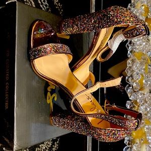 LuLu’s Multi Color Glitter Ankle Strap Heel